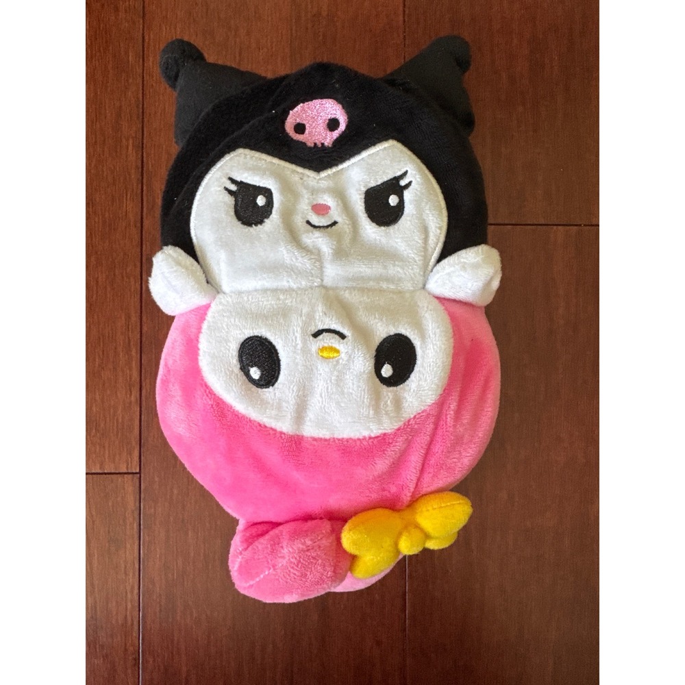 Sanrio Kuromi My Melody Reversible Plush Pouch Bag Pink Black Kawaii Accessory